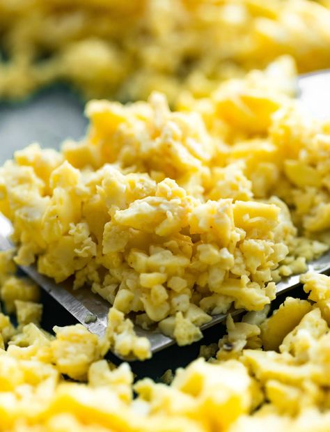 Oven Baked Scrambled Eggs are the perfect easy recipe for meal prep and feeding a crowd! Prepare them in minutes, and cook them to your liking for a high-protein way to start your day. Skip standing over the stove, and make this easy oven baked scrambled eggs recipe with just four ingredients and less than 30 minutes instead! Oven Scrambled Eggs Recipes, Oven Over Easy Eggs, Scrambled Eggs In Oven Sheet Pan, Baked Scrambled Eggs Oven Sheet Pan, How Long To Bake Scrambled Eggs In Oven, Healthy Meals For The Week, Baked Scrambled Eggs, Oven Scrambled Eggs, Healthy Breakfast Meal Prep