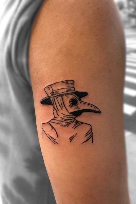 Tattoo uploaded by Taylor Geiger | Plague Doctor Tattoo | 1176320 | Tattoodo Plague Doctor Tattoo, Dr Tattoo, Doctor Tattoo, Pumpkin Tattoo, Beginner Tattoos, History Tattoos, Creepy Tattoos, Mask Tattoo, Stomach Tattoos