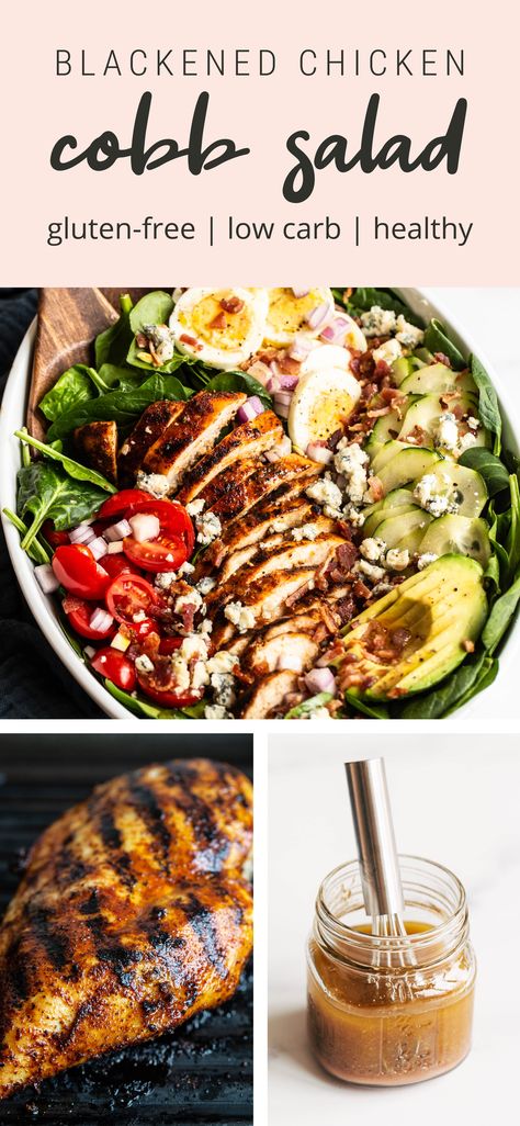 Meal Prep Cobb Salad, Grilled Chicken Salad Meal Prep, Cobb Salad Healthy, Healthy High Protein Salads Low Carb, Low Calorie Cobb Salad Dressing, Low Carb Salad Meal Prep, Simple Dinners For Two Healthy, Low Carb Cobb Salad, Grilled Chicken Cobb Salad Recipes