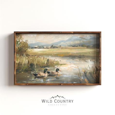 Mallard Duck Pond Poster, Vintage Duck Oil Painting, Countryside Print, Rustic Cabin Decor, Bird Hunter Gift, Mallard Duck Nursery Art Print - Etsy Duck Themed Bedroom, Vintage Duck Nursery Theme, Mallard Duck Decor, Duck Hunting Themed Nursery, Hunting House Decor, Duck Room Decor, Vintage Duck Nursery, Mallard Nursery, Vintage Hunting Nursery