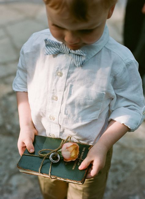 Ring Bearer No Ring Bearer Ideas, Ring Boy Pillow, Pillow For Wedding Ring, Boho Wedding Ring Bearer Outfit, Ring Boy Signs, Cottagecore Ring Bearer, Ring Bearer Bible, Bible Ring Bearer, Ring Bearer Ideas Unique