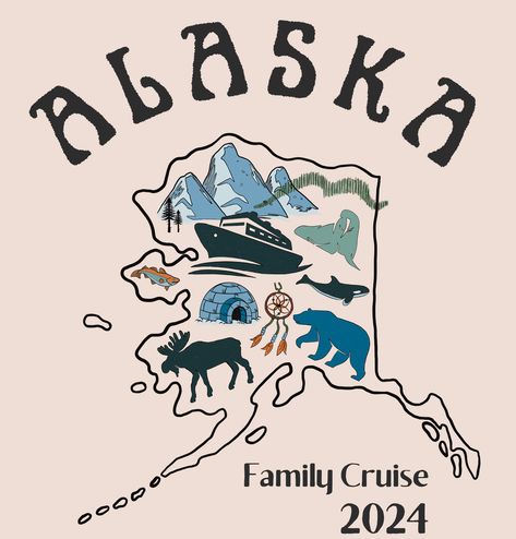 The rugged beauty of Alaska through a hand-drawn, detailed map. It highlights iconic landmarks such as Denali, the tallest peak in North America, and the breathtaking fjords of Glacier Bay National Park. Captures the essence of Alaska's wilderness. #bear #igloo #moose #alaska #map #alaskamap #travel #cruise #family #familycruise #cruisesquad Alaska Drawing, 2024 Bujo, Denali Alaska, Alaska Wilderness, Alaska Map, Alaska Glaciers, Alaska Wildlife, Winter Artwork, Glacier Bay National Park