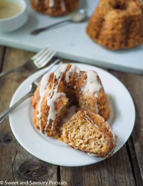 Delicious, moist and light, this apple cake recipe made with fresh apples and spiced with cinnamon and nutmeg yields six Mini Apple Spice Bundt Cakes or one large bundt cake. #miniapplebundtcakes #applebundtcake #applespicecake Apple Bundt Cake, Apple Spice Cake, Mini Bundt, Best Thanksgiving Recipes, Apple Spice, Mini Bundt Cakes, Light Cakes, Healthy Sweet Treats, Cake Recipes From Scratch