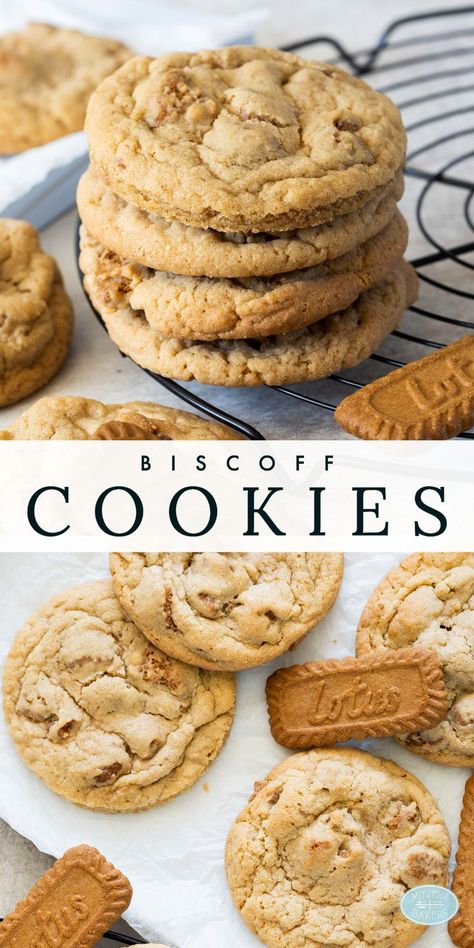 Biscoff butter cookies with smooth Biscoff spread and broken Biscoff biscuit chunks. Recipe by movers and bakers Bischoff Recipes, Biscoff Cookies Recipe, Biscoff Butter, Biscoff Cookie Recipe, Biscoff Recipes, Cookie Board, Graham Cracker Cookies, Biscoff Biscuits, Ultimate Cookies