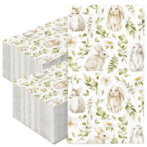 Amazon.com: AnyDesign 50Pcs Easter Guest Napkins Watercolor Bunny Rabbit Paper Dinner Napkins Decorative Disposable Hand Napkins for Spring Party Tableware Supplies : Health & Household Rabbit Paper, Paper Dinner Napkins, Bunny Party, Decorative Napkins, Spring Party, Spring Holidays, Easter Celebration, Party Napkins, Delicate Design