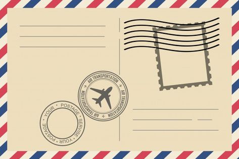 Air Mail Design, Airmail Envelopes Printable, Air Mail Envelope, Antique Mailbox, Postcards Inspiration, Airmail Envelopes, Vintage Mailbox, Vintage Mail, Vintage Envelope