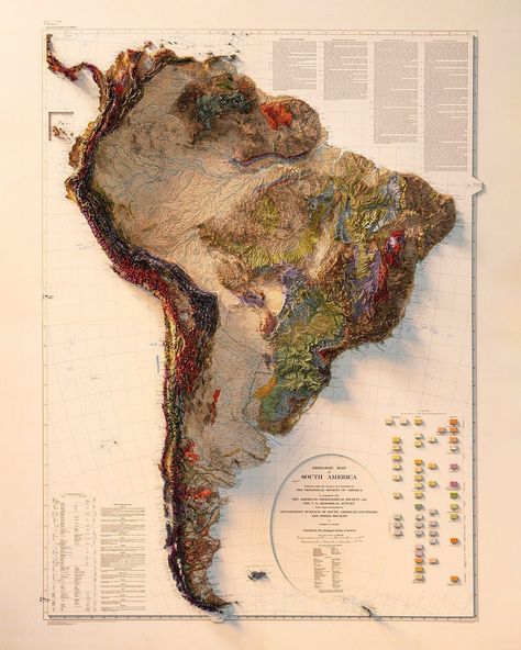 Cool Maps, World Geography Map, Map Of South America, Geological Map, Topography Map, South America Map, Geography Map, North America Map, Map Artwork