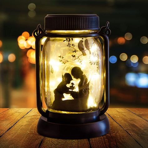 Memory Lantern, Solar Lanterns Outdoor, Solar Mason Jars, Cat Lamp, Garden String Lights, Outdoor Garden Lighting, Cat Themed Gifts, Fence Lighting, Outdoor Lighting Landscape