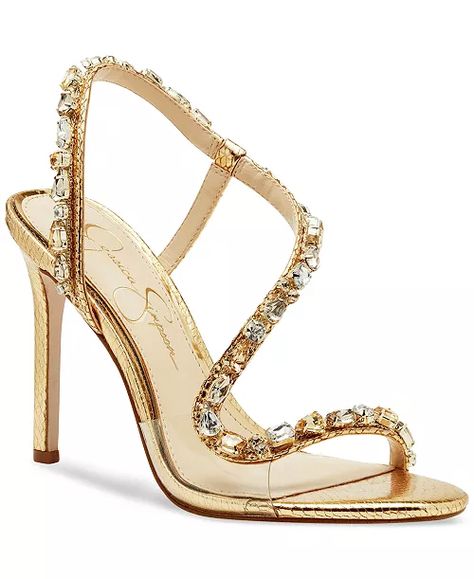 Jessica Simpson - Women's Jaycin Evening Dress Sandals Homecoming Heels, Jessica Simpson Collection, Jeweled Heels, Fun Heels, Evening Sandals, Wardrobe Update, Gold Heels, Jessica Simpson Shoes, Metallic Dress