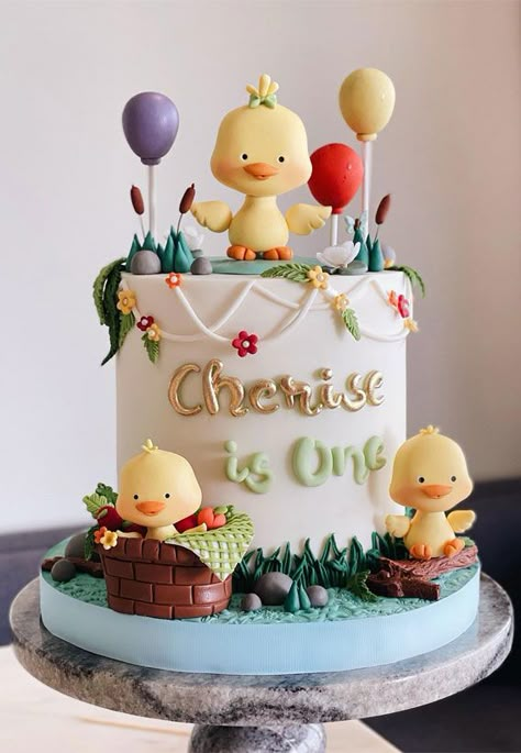 cute duck cake, first birthday cake, first birthday cake ideas, first birthday cake, 1st birthday cake, cute first birthday cake Duck First Birthday Cake, Duck Cakes Birthday, Duckling Birthday Party, Duck Themed 1st Birthday Cake, Duck Cake 2nd Birthday, Cute First Birthday Cake, Cute Duck Cake, Duck Cake Ideas, Duck Theme Cake