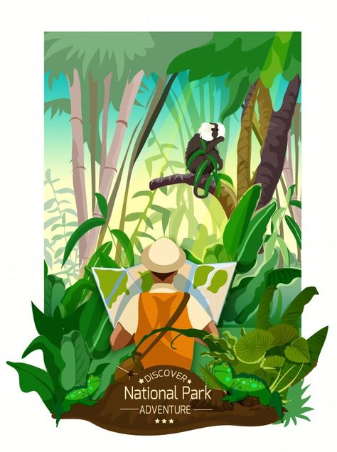 Surf Artwork, Plants Poster, Palm Plants, Zoo Birthday, Green Jungle, Adventure Art, Forest Illustration, Free Poster, Tropical Forest