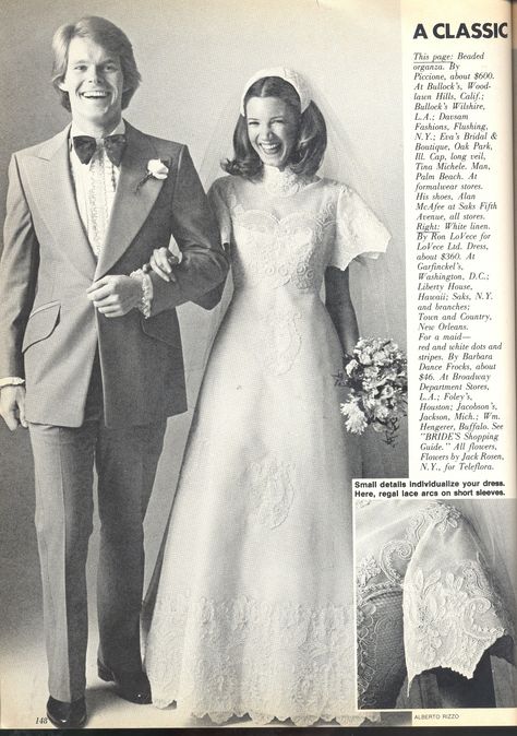 A Flash of the Past! -June/July 1976 1950 Dress, Summer Wedding Dresses, 1980s Wedding, Alfred Angelo Wedding Dress, Old Wedding Dresses, 1970s Wedding Dress, Fashion Bride, Bridal Gowns Vintage, Vintage Brides