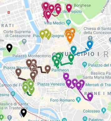 Rome Attractions Map, Map Of Rome Italy, Rome Neighborhood Map, Rome Walking Map, Rome Map Illustration Travel Guide, Rome Tourist Map, Rome Sightseeing Map, Walking Tour Rome, Venice Walking Tour Map