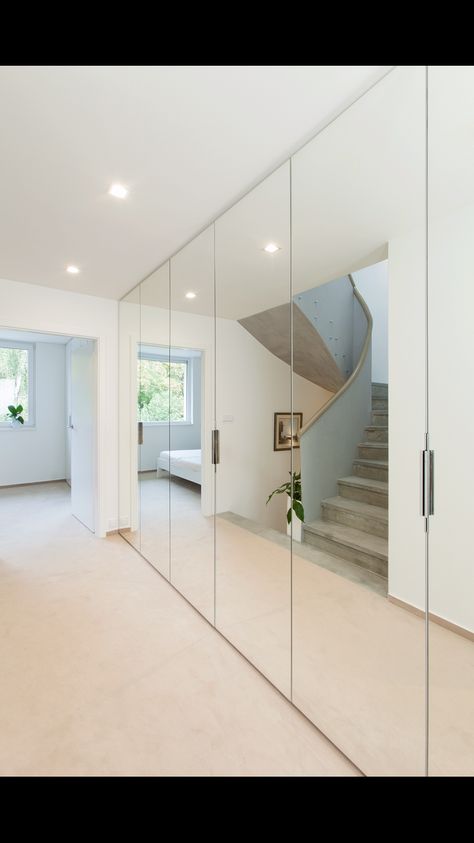 Wardrobe In Corridor, Corridor Wardrobe Ideas, Corridor Wardrobe, Mirrored Wardrobe Doors, Wardrobe Design Ideas, Mirror Wardrobe, Design Ložnic, Wardrobe Design Modern, Bedroom Wardrobe Design