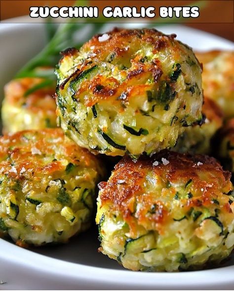 Squash And Zucchini Appetizers, Zucchini Energy Balls, Appetizers With Zucchini, Zucchini Balls Air Fryer, Finger Food Veggies, Zucchini Bites Recipes, Zucchini Sticks Baked, Zucchini Garlic Bites Recipe, Mediterranean Zucchini Recipes