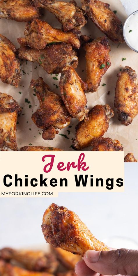 Air Fryer Jerk Chicken, Jerk Chicken Wings Recipe, Marinated Wings, Grilled Jerk Chicken, Chicken Wing Marinade, Jerk Chicken Wings, Spicy Wings, Chicken Wings Recipe, Air Fryer Chicken Wings