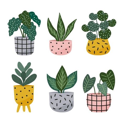 House Plant Illustration Simple, Pot Plant Illustration, Simple Plant Illustration, Geometric Plant Illustration, Cute Plant Illustration, Plant In Pot Illustration, Plant Pot Illustration, Potted Plant Drawing, Simple Plant Drawing