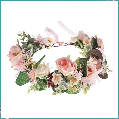 Vividsun Flower Crown Floral Wreath Headband Floral Crown Wedding Festivals Photo Props Headpiece (pink ivory flower) Wedding Veil Styles, Pale Pink Peonies, Autumn Hair Accessories, Maternity Photo Props, Peony Colors, Floral Crown Wedding, Festival Headpiece, Floral Headdress, Jasmine Bridal