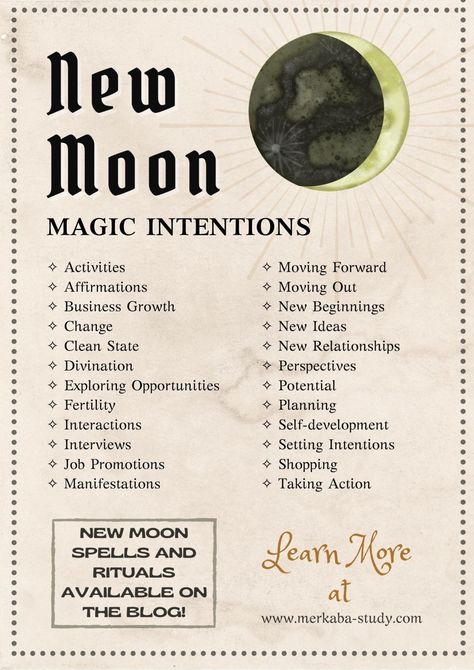 New Moon Magic Spells, Book Of Shadows Ideas Inspiration, New Moon Spells, New Moon Magic, Beginner Witches, Witch Journal, Lunar Witch, Moon Spells, Moon Rituals