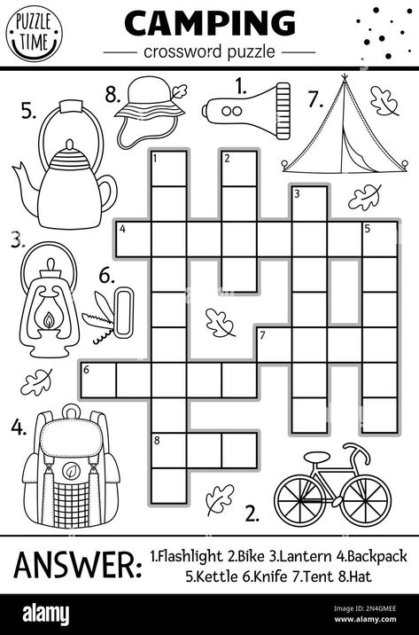 Summer Crossword, Camping Dramatic Play, Camp Read, Writing Printables, Kids Puzzles, Critical Thinking Activities, Scouts Crafts, Peinados Recogidos, Crossword Puzzles