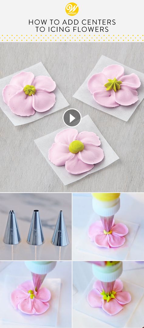 Easy Icing Flowers For Cake, How To Make Icing Flowers Easy, How To Make Flowers Out Of Frosting, Frosting Flowers Tutorial Easy, Flower Icing Tutorial, How To Make Flowers With Icing, Easy Icing Flowers, Royal Icing Flower Tutorial Videos, How To Make Royal Icing Flowers