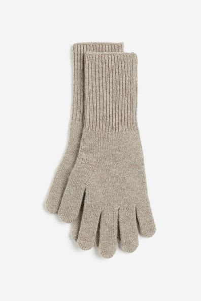 Cashmere-blend Gloves - Taupe - Ladies | H&M US Beauty Gift Card, Cashmere Gloves, Oversized Turtleneck, Turtle Neck Jumper, Baby Trend, Maternity Swimwear, Knitted Gloves, Maternity Wear, Knit Cuff