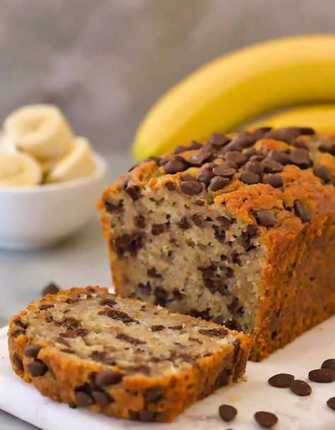 Chocolate Chip Banana Bread | Banana Bread Photo, Banana Bread Chocolat, Using Ripe Bananas, Banana Bread Chocolate Chip, Use Ripe Bananas, Filled Chocolates, Photoshoot Moodboard, Funny Baking, Baking Humor