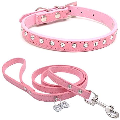 Benala One Row Bling Diamond Rhinestone Suede Leather Pet Dog Collar and Leash 2Pcs for Small Medium Dogs Pink,XXS *** Check out the image by visiting the link. (This is an affiliate link) Collar With Leash, Rhinestone Dog Collar, Diamond Cat, Dog Collar And Leash, Cute Dog Collars, Pink Puppy, Custom Dog Collars, Personalized Dog Collars, Leather Dog Collar