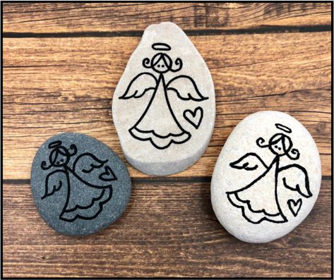 DIY Rock Painting Tutorial (How to Paint Your Own Pocket Angel!) — Alleluia Rocks Rock Art Angel, Rock Painting Angels, Diy Rock Painting Tutorials, Diy Rock Painting, Angel Rocks, Rock Painting Flowers, Rock Painting Tutorial, Diy Rock Art, Rainy Day Fun