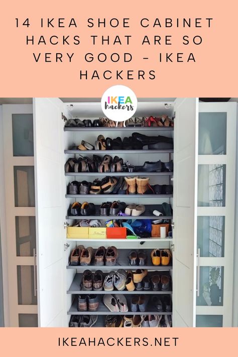 Shoe Cabinet Garage, Wardrobe Shoe Storage Ideas, Shoes Ideas Storage, Murvel Shoe Ikea Hack, Shoes Hallway Storage, Deep Shoe Storage, Pax Wardrobe Shoe Storage, Shoe Rack Garage Organization Ideas, Large Family Shoe Storage Entryway