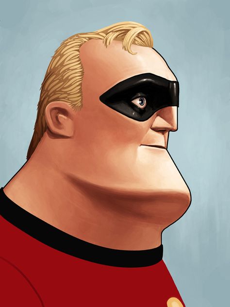 Mr. Incredible Portrait | 25 Beautifully Reimagined Disney Posters That Capture The Magic Of The Films Tom Whalen, Mondo Posters, Mike Mitchell, Mr Incredible, Pixar Films, Disney Pixar Movies, Toy Story 3, Disney Posters, Film Disney