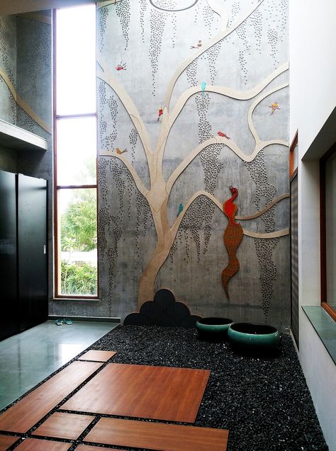 The Mosaic Tree on Behance Nirali Shah, Bodhi Tree Art, Peacock Mural, Mata Ni Pachedi, Tree Design On Wall, Indian Living Room Design, Mosaic Tree, Interior Design Crafts, Tree Of Life Painting