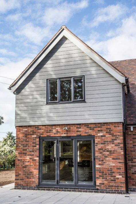 Cedral Click fibre cement cladding New England Style Cladding, Cladding House Exterior Before And After, House Exterior Cladding Ideas, Second Storey Extension, Cladded House Exterior, Timber Cladding Exterior Facades, House Cladding Exterior, Cedral Cladding, Cladding House Exterior