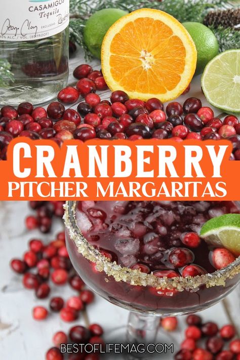 The easiest cranberry margaritas pitcher recipe is perfect for crowds at any time of the year and very easy to make so everyone can enjoy them easily. Holiday Party Recipes | Holiday Party Cocktails | Pitcher Margarita Recipe | Cocktails for a Crowd via @amybarseghian Good Pitcher Cocktails, Cranberry Sauce Margarita, Yummy Fall Cocktails, Make Ahead Mixed Drinks, Easy Large Batch Fall Cocktails, Make Ahead Batch Cocktails, Cran Apple Margarita, Cranberry Jalapeno Margarita, Cranberry Apple Cider Margarita