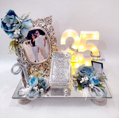 #CherishedMemories
#QuarterCenturyLove
#Celebrating25Years
#anniversarywishes
#ElegantGifting 25th Anniversary Decorations, 25th Wedding Anniversary Party, Anniversary Crafts, 25th Anniversary Gift, 25th Anniversary Gifts, Wedding Gifts Packaging, Silver Jubilee, Gift Wraps, Return Gifts