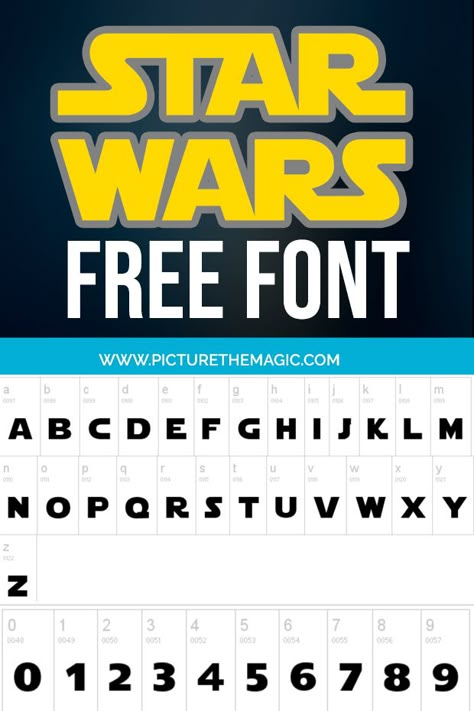 Download the Star Wars font for free! Here’s what the Star Wars font alphabet looks like. It’s a good idea to see the differences in capitalization, case, and numbers. #starwars #fonts #typography #freefonts Star Wars Letters Printable, Star Wars Font Alphabet, Star Wars Script, Star Wars Font Free Cricut, Star Wars Typography, Starwars Letters, Star Wars Font Free, Starwars Font, Star Wars Lettering