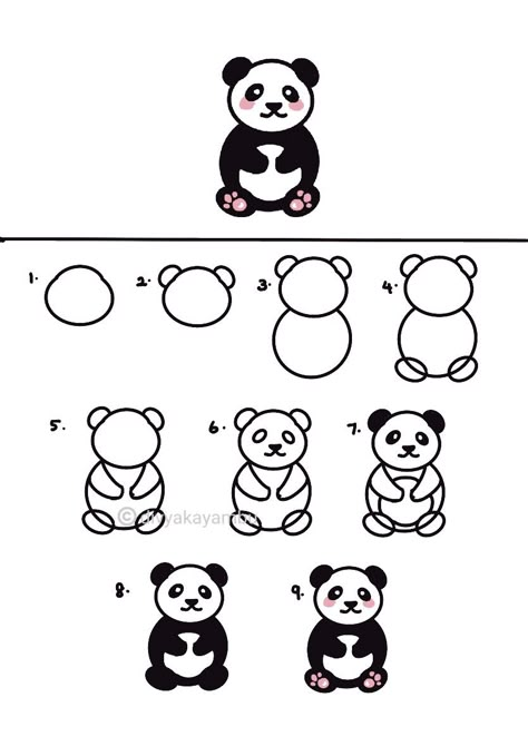 Step by step drawing of Panda Panda Bear Drawing Easy, Drawing Panda Easy, Cute Panda Drawing Easy Step By Step, How To Draw A Panda Easy, Panda Simple Drawing, How To Draw A Cute Panda, Panda Drawing Easy Step By Step, How To Draw A Panda, Panda Drawing Simple