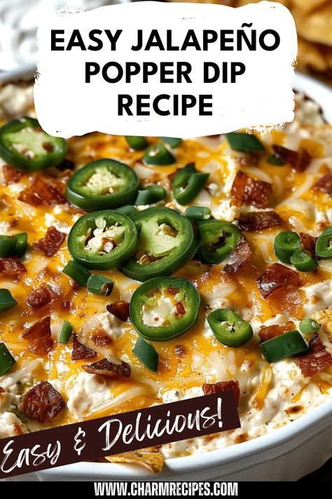 Try this easy jalapeño popper dip recipe that's perfect for game days, parties, or any gathering. Made with cream cheese, cheddar, and spices, this creamy dip delivers the spicy flavor of classic jalapeño poppers in a fun, shareable way. Serve with tortilla chips, veggies, or toasted baguette slices for a deliciously satisfying snack. This quick recipe is perfect for anyone looking for homemade dips that please any crowd. Get ready to impress your friends and family with this sharable dip that's truly irresistible! Jalapeno Popper Appetizer, Popper Dip Recipe, Creamy Jalapeno Dip, Jalapeno Popper Dip Recipe, Cheddar Dip, Baguette Slices, Jalapeno Popper Dip, Popper Dip, Homemade Dips