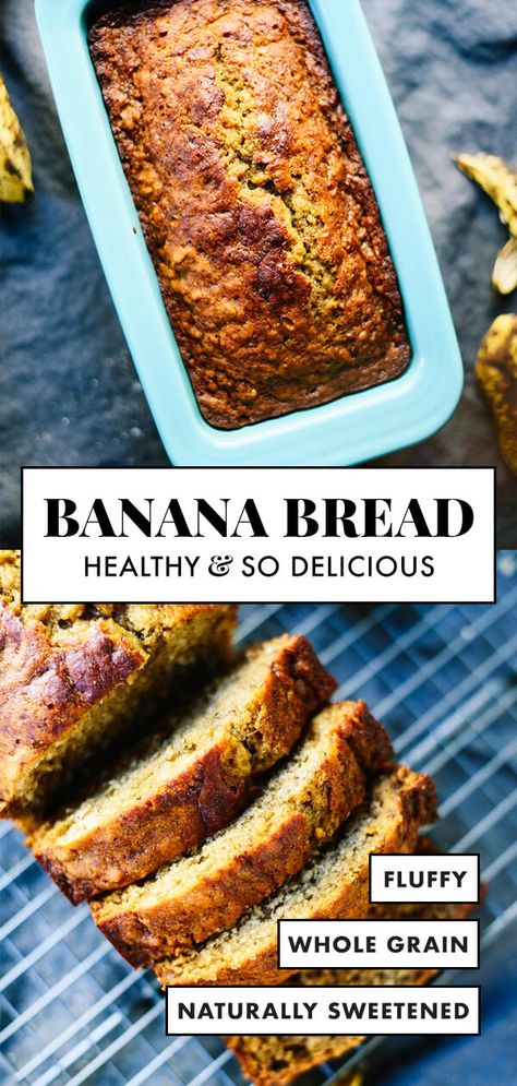 This healthy banana bread is naturally sweetened with maple syrup. With only a few simple ingredients, you’re one bowl away from the best banana bread ever! #cookieandkate #bananabread #naturallysweetened #healthyrecipe #wholegrains Best Banana Bread Ever, The Best Banana Bread, Banana Bread Recipe Healthy, Healthy Bread Recipes, Breakfast And Brunch, Healthy Banana Bread, Healthy Banana, Best Banana Bread, Banana Healthy