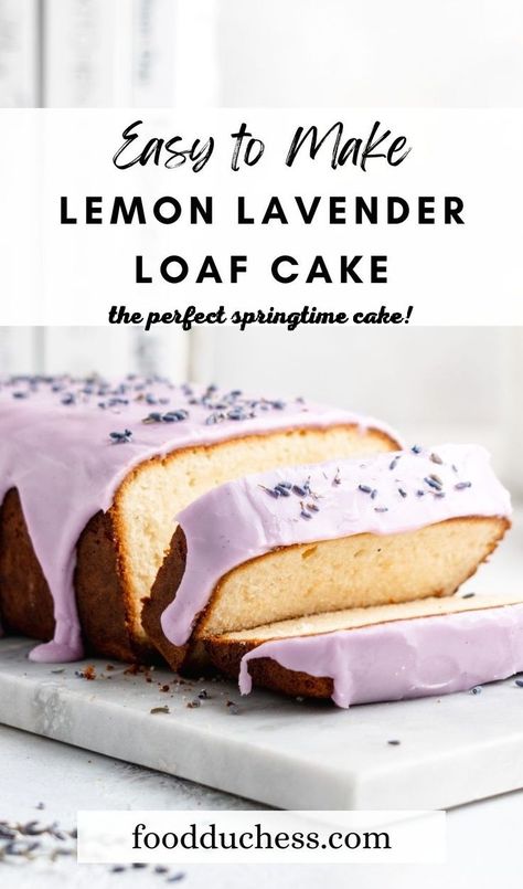 Like spring-time in your mouth, this Lemon Lavender Loaf Cake is bursting with bright citrus and delicate floral flavor! This easy to make Lemon Lavender Loaf Cake gets it’s flavor from freshly zested lemon that is rubbed with sugar to bring out that extra-lemony flavor, freshly squeezed lemon juice, and dried culinary lavender that is ‘bloomed’ in oil to unlock all those amazing floral flavor compounds! Lemon Lavender Loaf Cake, Lemon Lavender Loaf, Lavender Muffin Recipes, Lemon Lavender Recipes, Recipes With Fresh Lavender, Lemon And Lavender Cake, Baking With Lavender, Fresh Lavender Recipes, Easy Tea Party Desserts