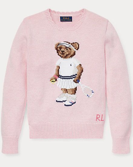 Tennis Bear Cotton Jumper for Children | Ralph Lauren® UK Mode Zara, Skandinavian Fashion, Looks Party, Polo Bear, Stockholm Fashion, Ralph Lauren Sweater, 가을 패션, Looks Style, Mode Inspiration