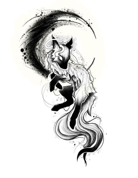 Sakura Fox Tattoo, Dark Fox Tattoo, Fox Tattoo Men, Fox Tattoo Ideas, Fox Tattoo Design, Fantasy Tattoos, Spooky Tattoos, Fox Tattoo, Tattoo Design Book