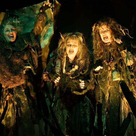 The Three Witches, also known as the Weird Sisters or Wayward Sisters, in William Shakespeare's play Macbeth (c. 1603–1607). The Weird Sisters Macbeth, Macbeth Weird Sisters, Weird Sisters Macbeth, Three Witches Macbeth, Macbeth Theatre, Witches Macbeth, Macbeth Costumes, Magic University, Macbeth Play