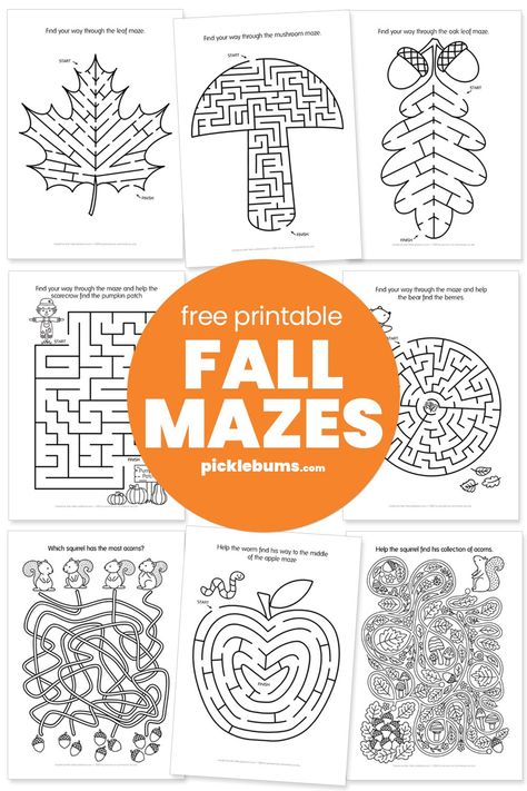 These free printable autumn/fall mazes are a fun, 'print and go' activity that kids will love! Free Fall Homeschool Printables, Magnet Mazes Free Printables, Free Maze Printables, Preschool Mazes Free Printable, Fun 3rd Grade Activities, Maze Puzzles For Kids Free Printables, Fall Mazes For Kids, Fall Library Activities, Fall Activity Pages Free Printable