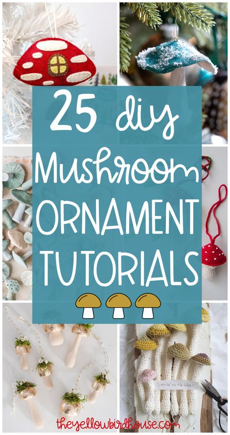 25 Mushroom Ornament DIY Tutorials. Need a mushroom ornament to complete your holiday decorating? This list has so many options for felt and fabric mushrooms, DIY clay mushrooms, paper mushroom tutorials, crochet mushroom patterns and more! 25 Mushroom ornament gift ideas. Pinecone Mushroom Ornament, Sew Mushroom Patterns, Diy Clay Mushroom Ornaments, Making It My Own Diy, Diy Velvet Mushroom Ornaments, Fabric Mushroom Ornaments, Mason Jar Mushroom, Gnomes Crafts Diy Christmas Ornament, Christmas Mushroom Decor