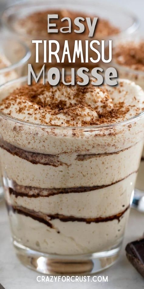 Tiramisu Mousse Recipe, Tiramisu Mouse, Tiramisu Mousse, Tiramisu Recipes, Pudding Recept, Dessert Mascarpone, Mousse Recipes Easy, Tiramisu Cups, Italian Desserts Easy