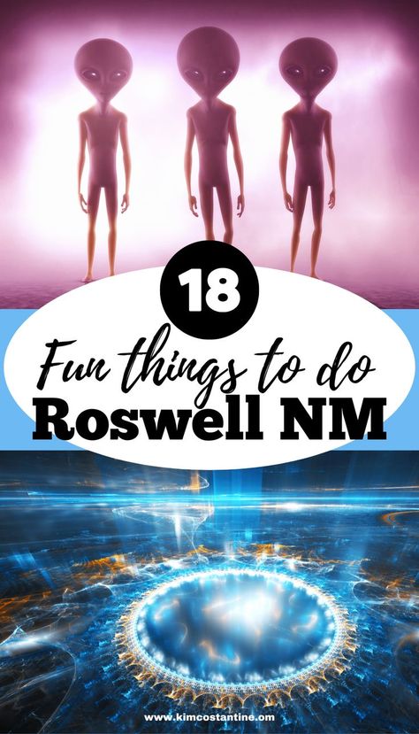 Plannng a visit to Roswell NM? Take a look at this travel guide on the best things to do in Roswell NM! This includes everything you need to know about visiting Roswell NM. Things to see in Roswell NM, what to do in Roswell NM, things to do near Roswell NM. Don't miss the Roswell Alien Area 51 Zone, Roswell UFO museum, Roswell UFO spacewalk, learn about the Roswell UFO incident, UFO Roswell festival and so much more! Its a very fun town with an interesting alien theme. Roswell Alien, New Mexico Road Trip, Roswell New Mexico, Mexico Travel Guides, Mexico Travel Destinations, Weird Dreams, Travel Locations, Travel List, Unique Things