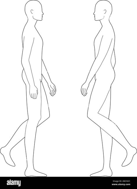 Someone Walking Drawing Reference, Man Drawing Side View, Drawing Poses Side View, Person Walking Side View Drawing, Side View Drawing Boy, Sideview Drawing Reference, Human Outline Drawing, Human Side View, Walking Side View Drawing Reference