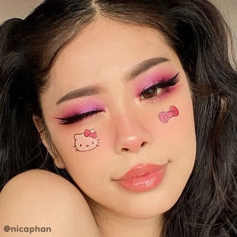 Kitty Makeup, Hello Kitty Makeup, Doll Eye Makeup, Kawaii Makeup, Full Makeup, Snow Much Fun, Cute Makeup Looks, Makeup Eye Looks, Creative Makeup Looks