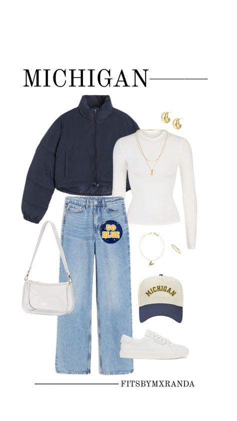 MICHIGAN GAMEDAY FIT #outfitinspo #gameday #gamedayfit #gamedayoutfit #outfit #michigan Winter Gameday Outfit College, Winter Game Day Outfit Football, College Football Game Outfit, Rush Week Outfits, Wvu Football, College Gameday Outfits, College Football Games, University Outfit, College Game Days